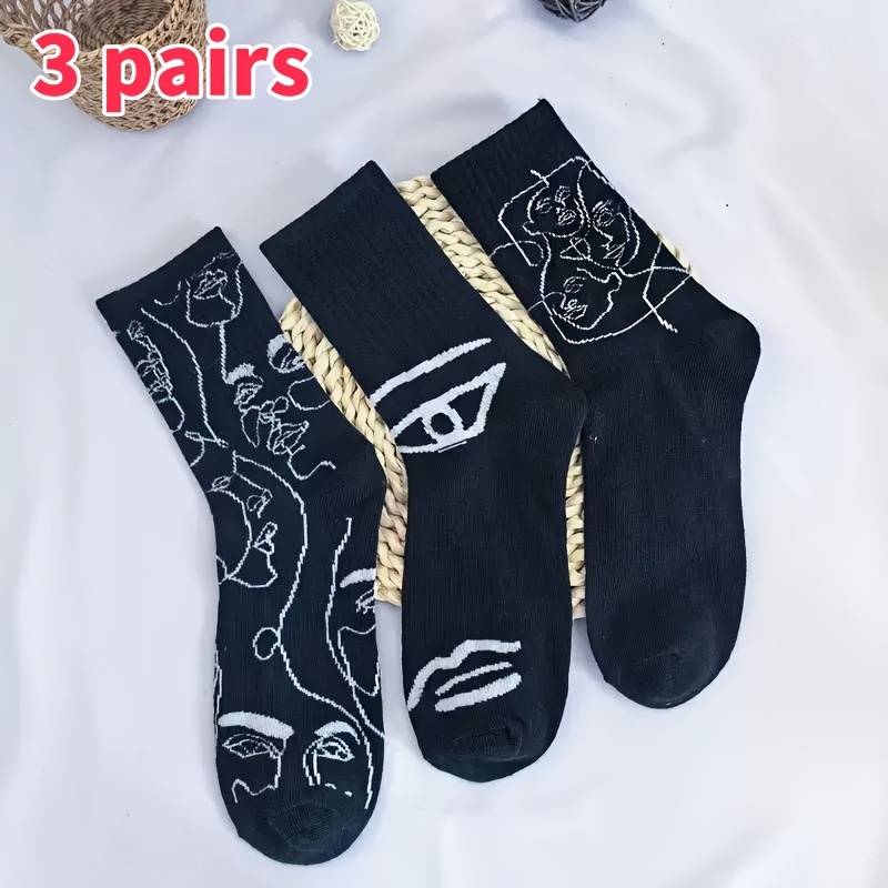 3 Pairs White Mix One Size High Elastic Socks