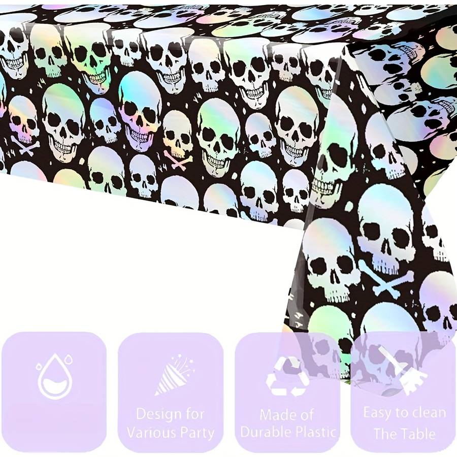Halloween tablecloth decoration color Black add Rainbow Chrome 3pcs