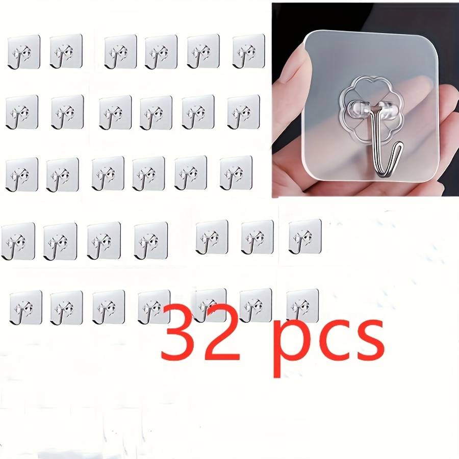 32 Sticky Hangers Self Adhesive Hangers Wall Coat Hangers color 32pcs