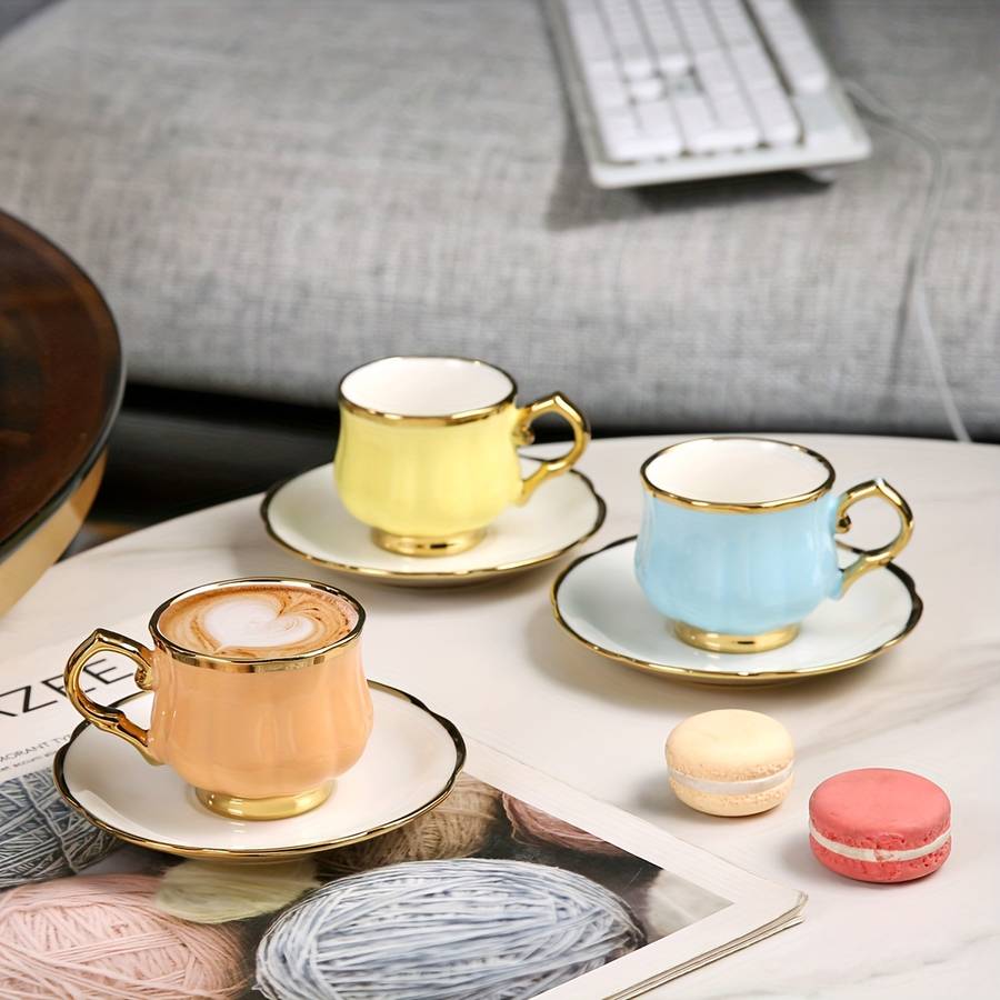 Water Cup Quantity 6 Cups And Saucers Lotus Cups 6 Colors