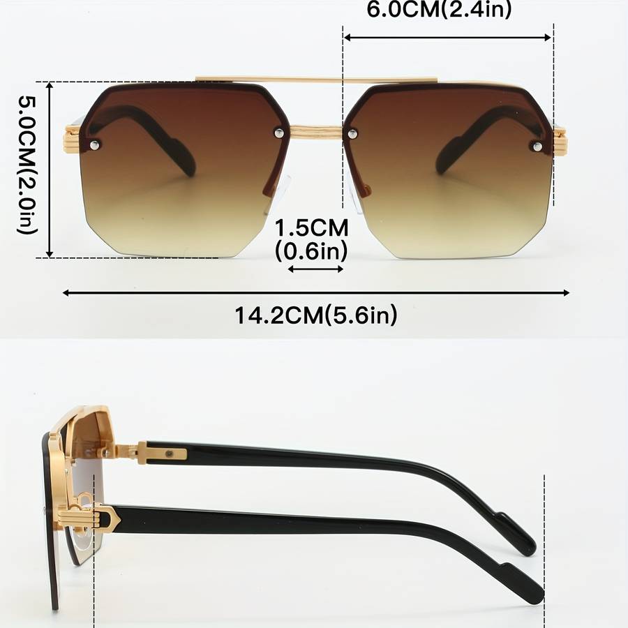 Mens Glasses Color C2 Golden Frame Double Tea