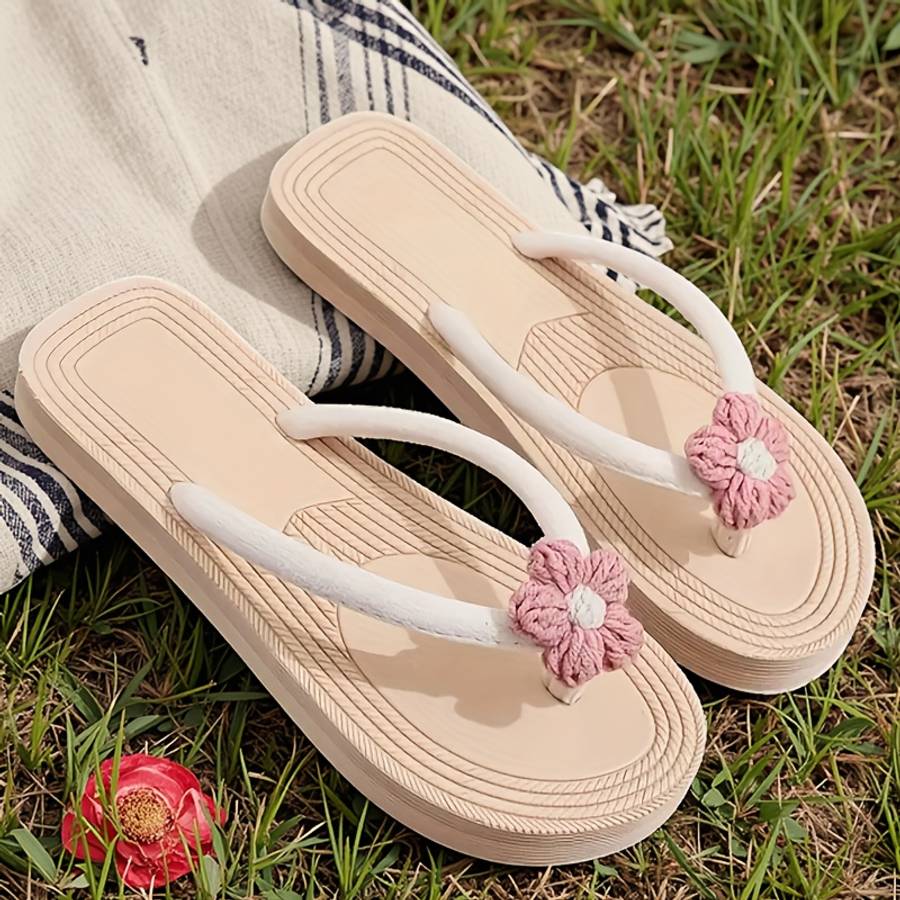 Ladies Summer Flip Flops Black+Red Uk 6