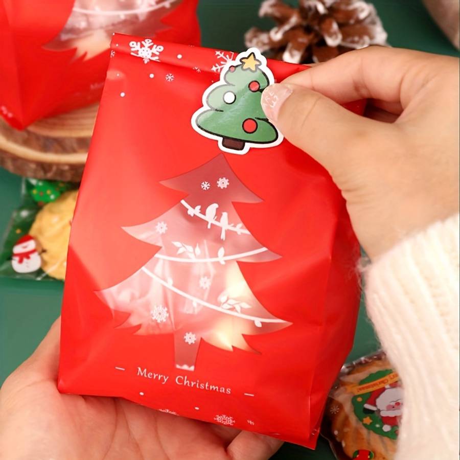 Gift Bags Color Red And Green Christmas Tree Bags X 10