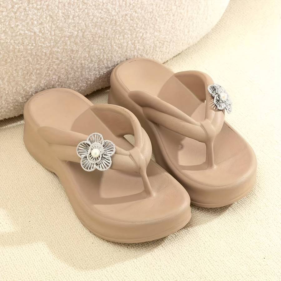 Ladies Summer Flip Flops White Uk 4.5-5