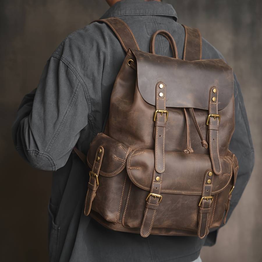 Men S Backpack Dark Brown