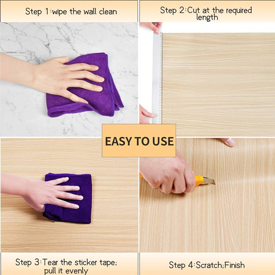Self Adhesive Floor Sticker Silver Sandalwood Pattern 60cm x 10m