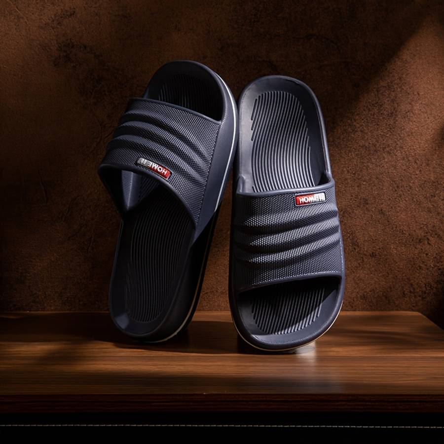 Men Slippers Summer Style Dark Gray Size Uk 3.5 To 4