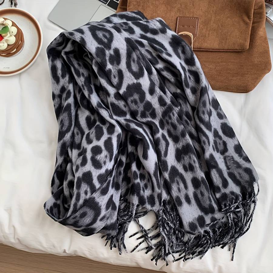 3PCS Comfortable Exquisite 3pcs Women Leopard Print Scarf Thick And Warm Beige