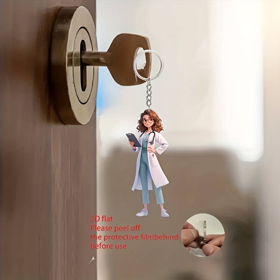 Keychain Ornament Style New Acrylic Female Doctor Keychain