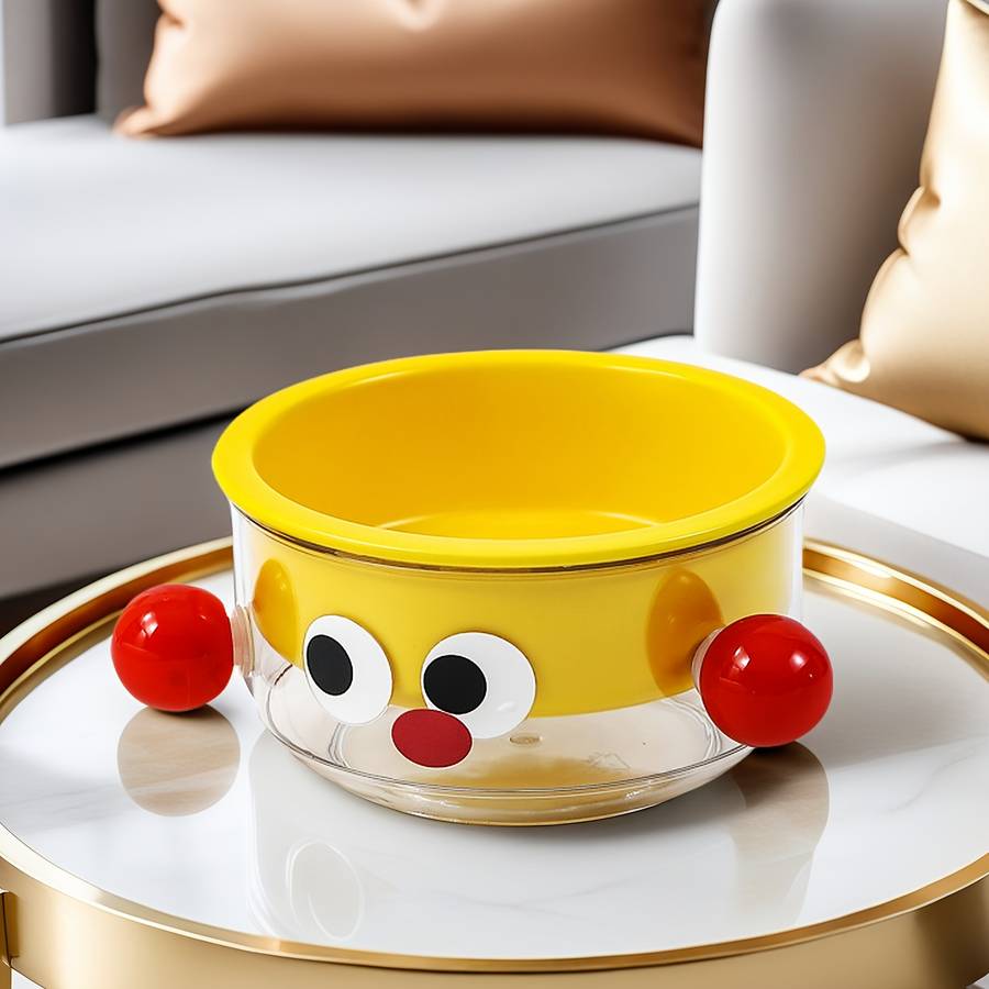 Pet Supplies Color Cute Double Cat Bowl Size Sausage Mouth Yellow