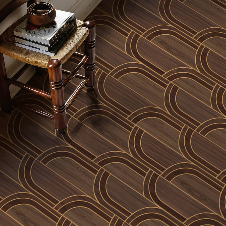 Self Adhesive Floor Stickers 40*120Cm Golden Edged Wood Grain