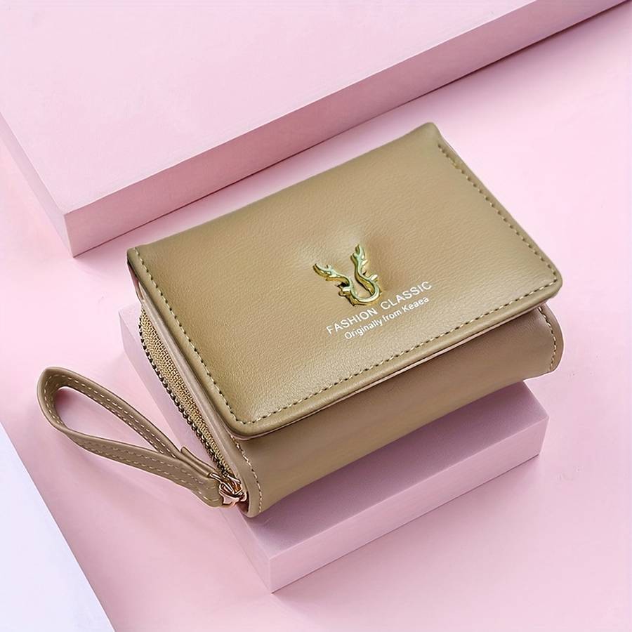 1pc Compact Women'S Wallet with a Short Zipper Featuring Three Folds And Ample Space Designed wit