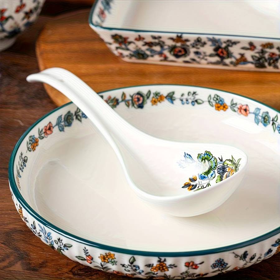 Bowl Items Four Small Soup Spoons  Spring Bud Flower