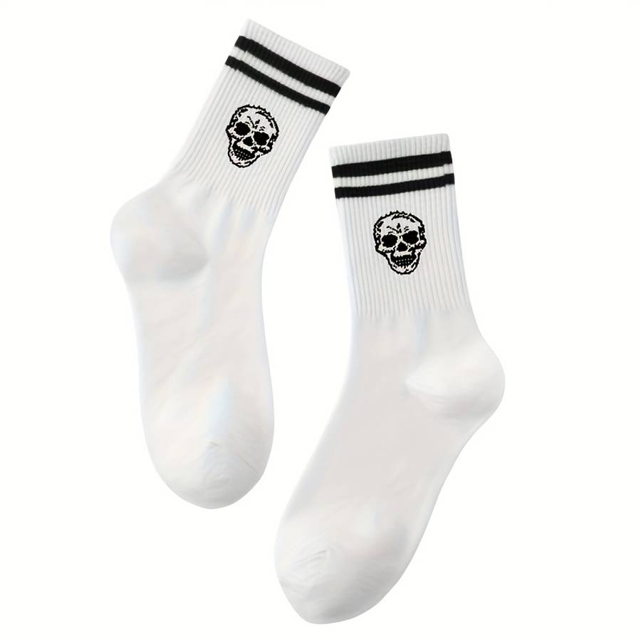 2 Pairs Black And White One Size High Elastic Socks