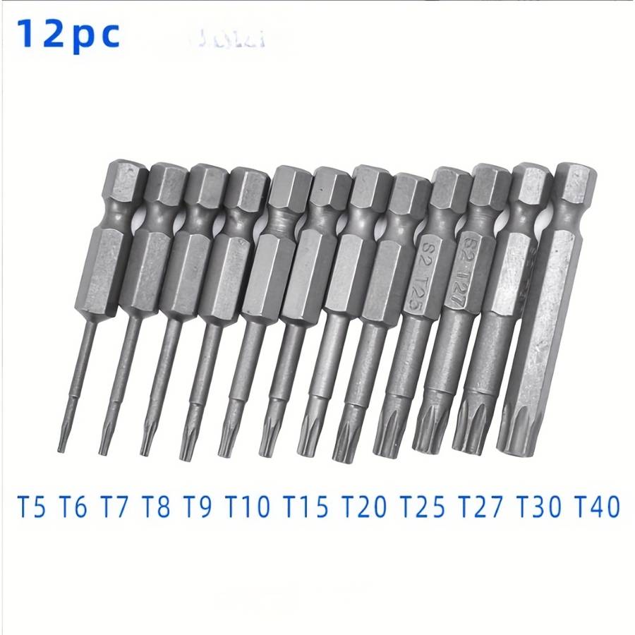 Screwdriver Bit Tool Set Size Silvery Quantity 12Pcs