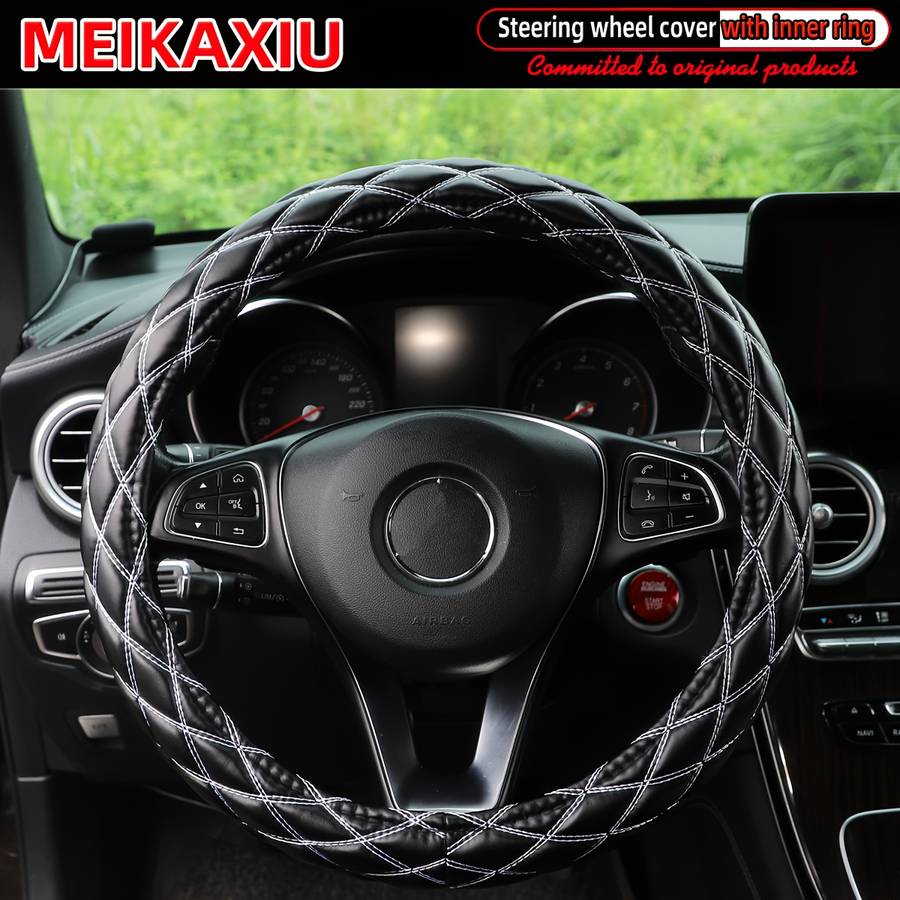Car Steering Wheel Cover Black Blue Model 36Cm(14.17Inch)/38Cm(15Inch)