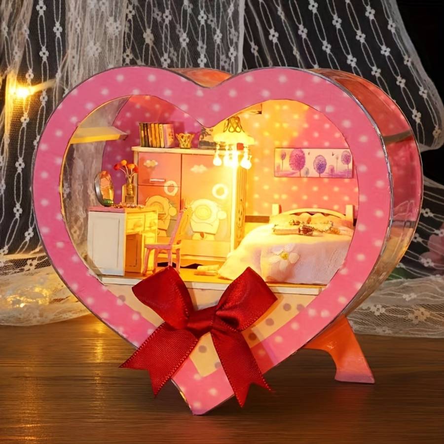 3D Building Model Puzzle Set Style Love House Blue Style