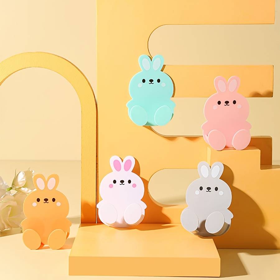 5 Pack Cute Bunny Hooks Multi Purpose Storage Hooks For color 5 Random Colors Quantity Bunny