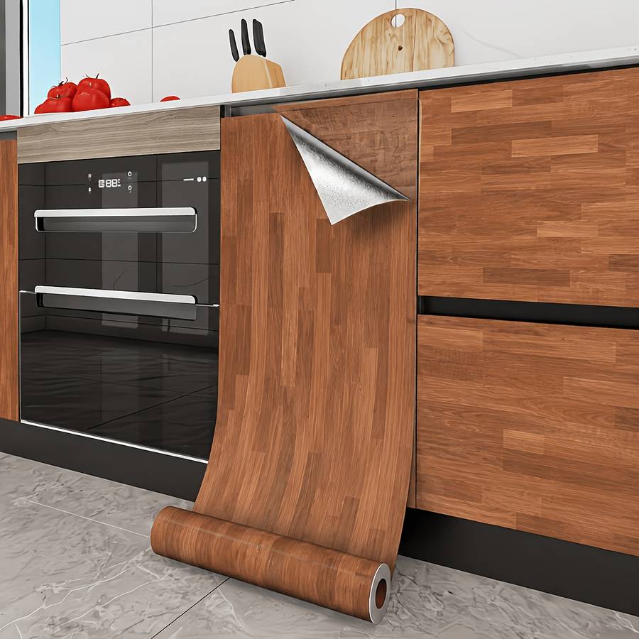 Self Adhesive Floor Stickers Embroidered Walnut Aluminum Foil 40Cm*200Cm