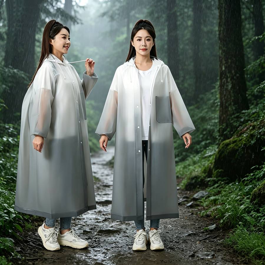 Raincoat Gradient Gray Size Asian L