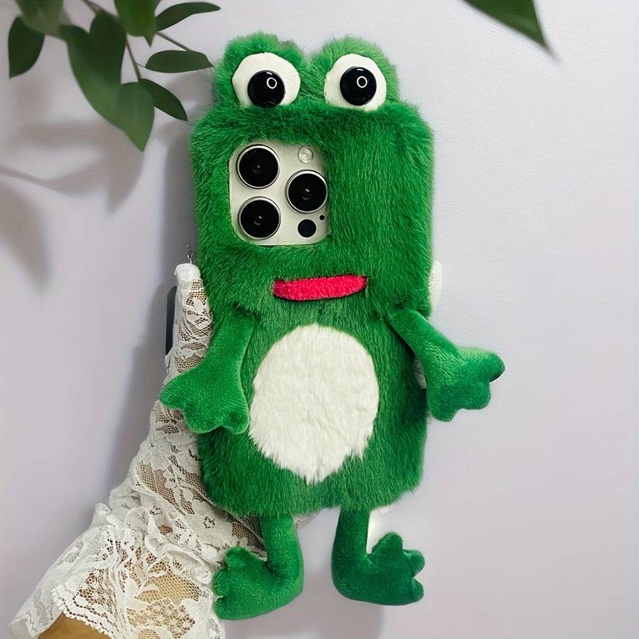 1Pc Mixed Color For iPhone 12 Mini Plush Green Frog Phone Case