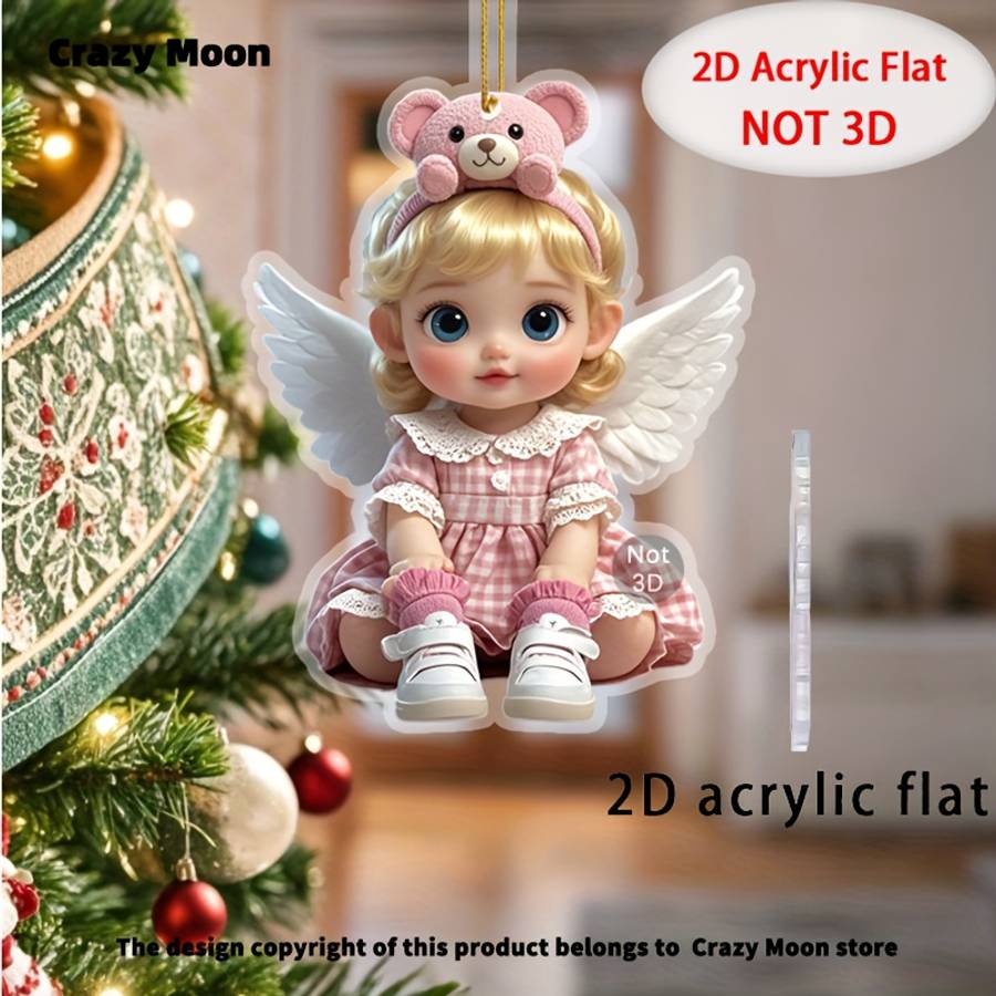 Car Interior Decor Color Pink Bear Headband Pink Plaid Skirt Angel