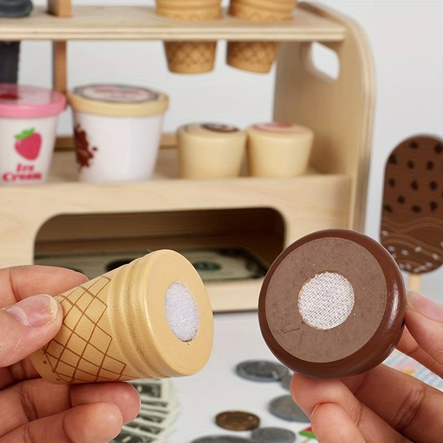 Childrens Toys Items Wooden Ice Cream Toy Set