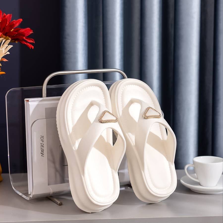 Ladies Summer Flip Flops White Uk 4.5-5