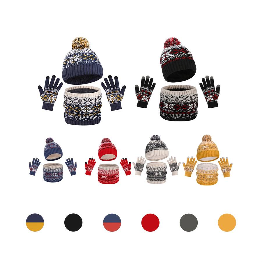 Hat Color Red Three Piece Set A