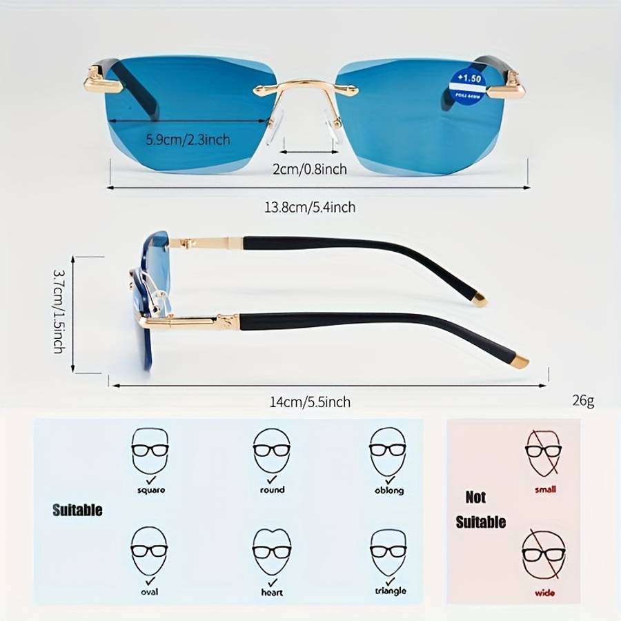 Mens Glasses Color C1 2 Pairs Blue Size  Add 400