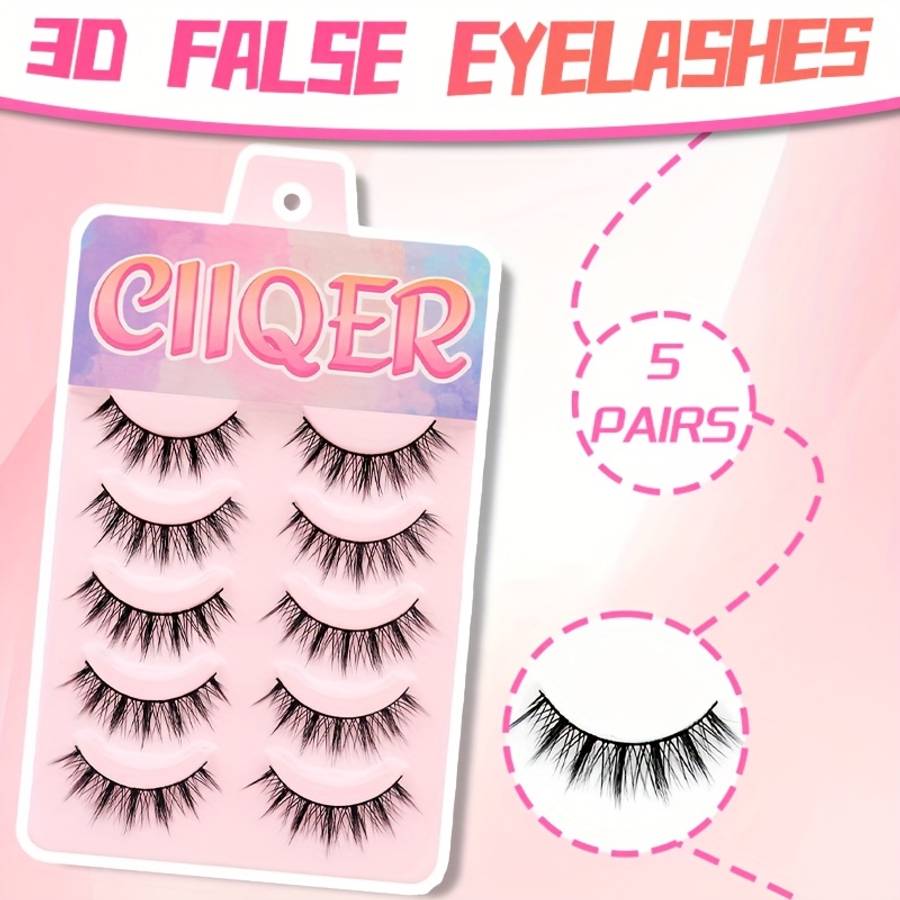 False Eyelashes Color Black Capacity 5 Pairs