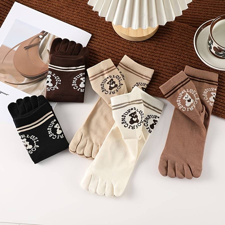Women S Socks Color Circle Bear Mixed Color 5 Pairs Pack Size Onesize