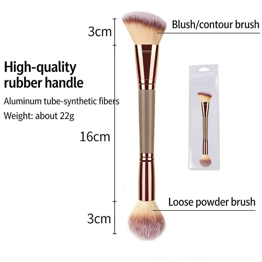 Makeup Brush Set Model Doubleheaded Single Rod Brown Plastic Handle
