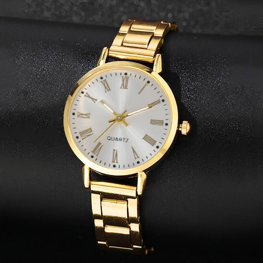 Women Rhinestone Adorned Quartz Watch Bracelet Sparkling Round Dial Romantic 1