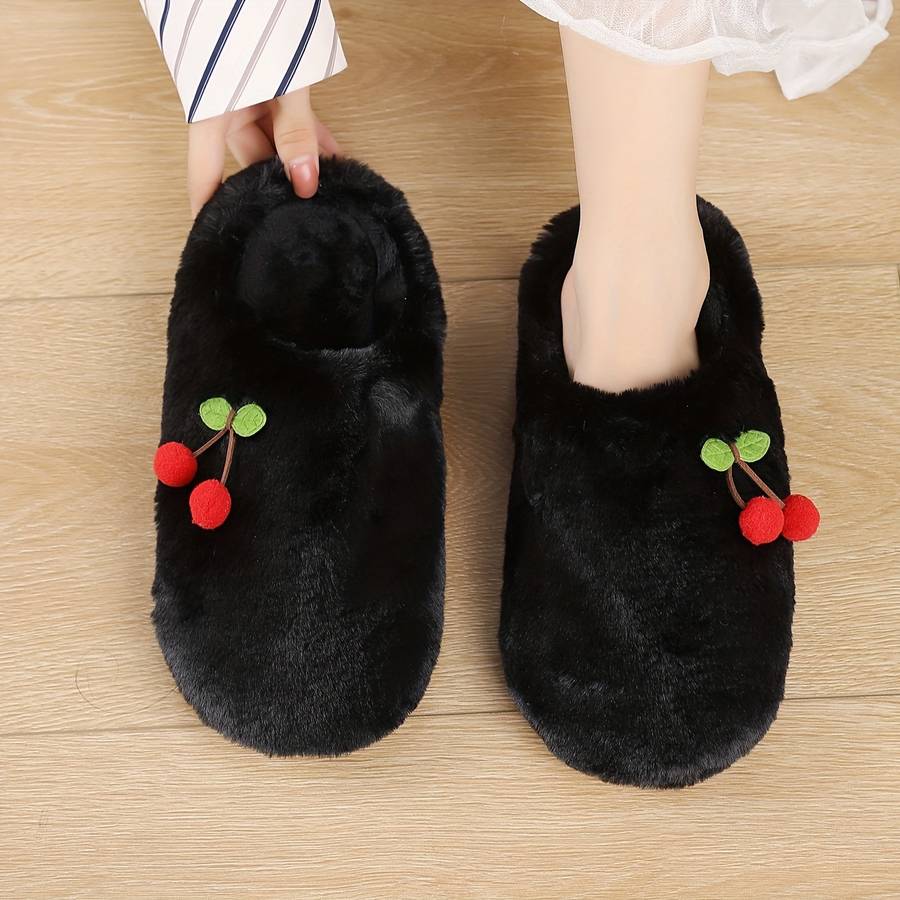 Cotton Slippers Color Soft Bottom Cotton  Blackcherry Sizeuk 4.5-5