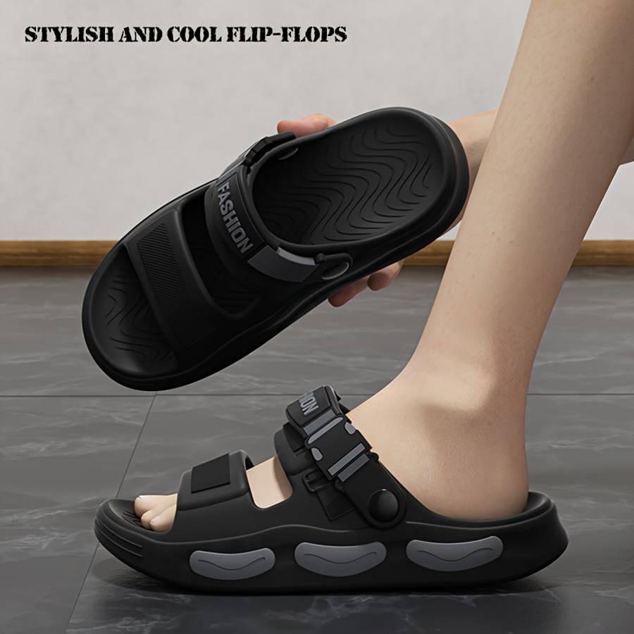 Men Slippers Summer Style Black Gray Size Uk 5.5 To 6