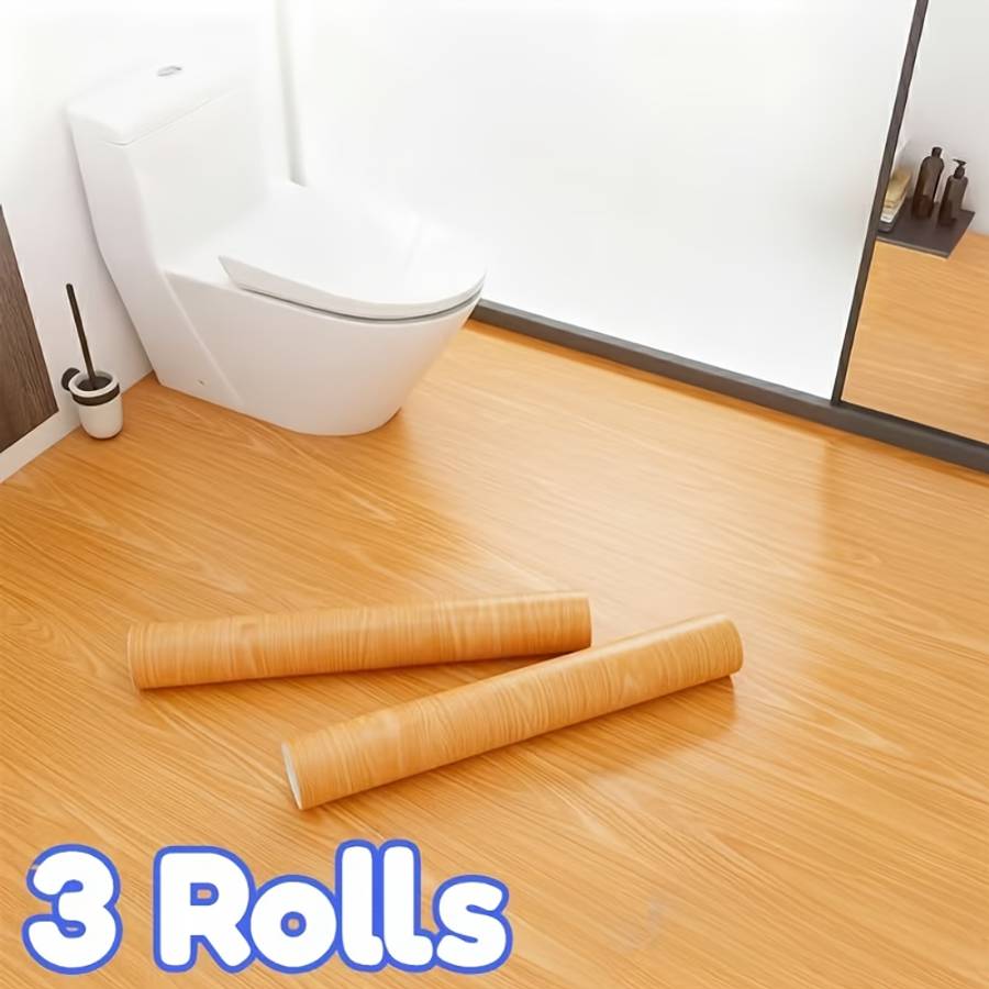 Self Adhesive Floor Stickers Gray White Walnut 39.98Cm*3.0Meter *3Rolls