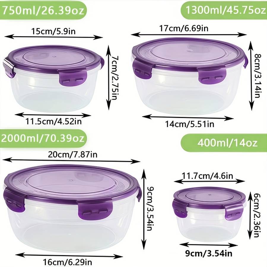 Food Cover Color Purple Quantity 8 Piece Set  4 Containers  Add  4 Lids