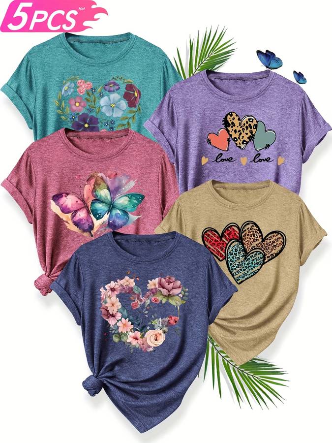 Womens T Shirt Color Peacock Blue Purple Brick Red Khaki Sizes
