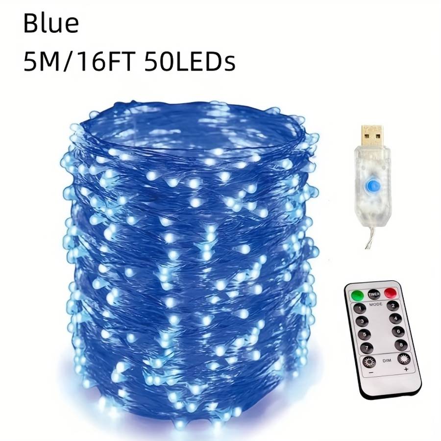 Christmas Lights Blue Size 5M 16.4Ft 50Leds