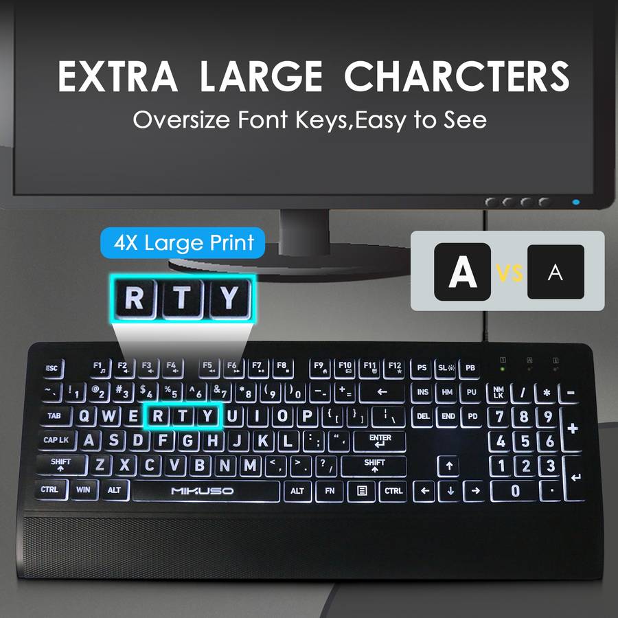 Large Font Wired Keyboard