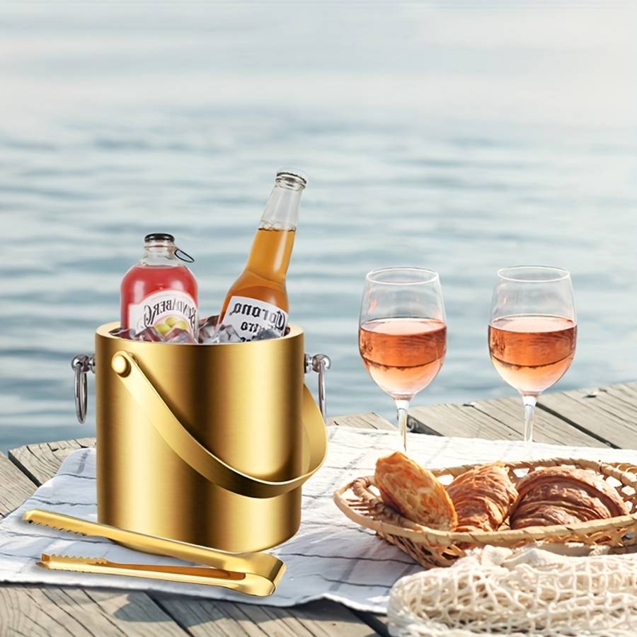 Ice Bucket Quantity Golden 2Pcs Ice Bucketclip Capacity3L105.6Oz