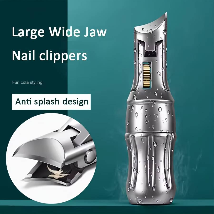 1pc Nail Clippers Cola Bottle Design Stainless Steel Anti-Splash Professional Fingernail T