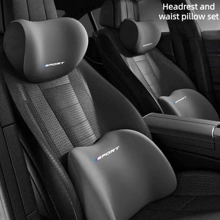Car Seat Cushion Color Grey Quantity1 Set 1 Headrest  1 Pillow