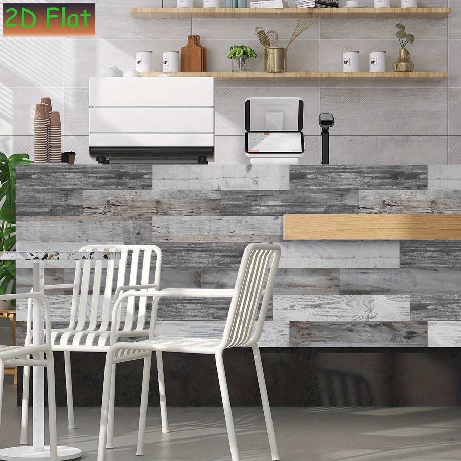 24PCS Modern Textured Imitation Wood Grain Wall Tile Stickers Foam Bedroom