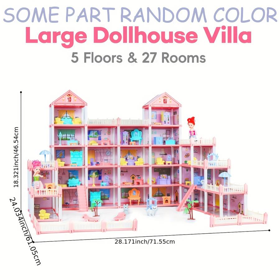 Building Toy Architectural Model Toy Set Color Large Pink Assembled Castle