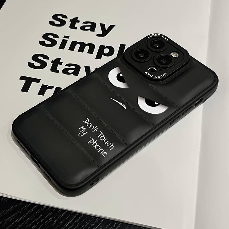 1Pc Black For iPhone 16 Down Jacket Style Phone Case