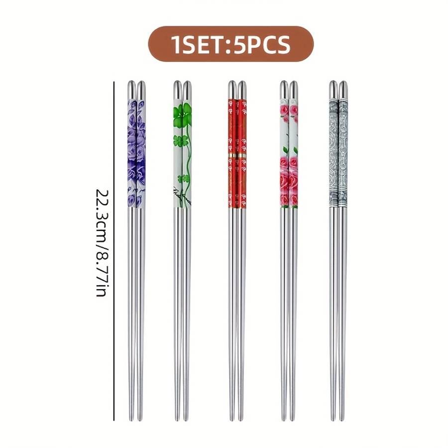 Chopsticks Color Set Of 5  Floral
