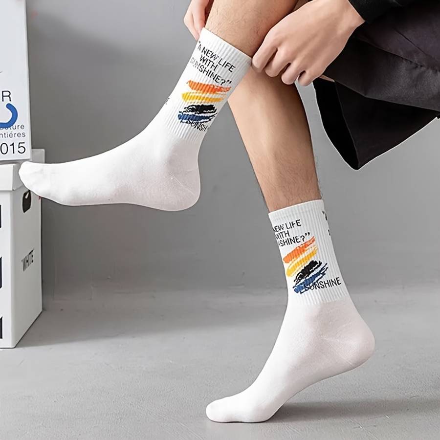 5 Pairs Of Random Colors One Size High Elastic Socks