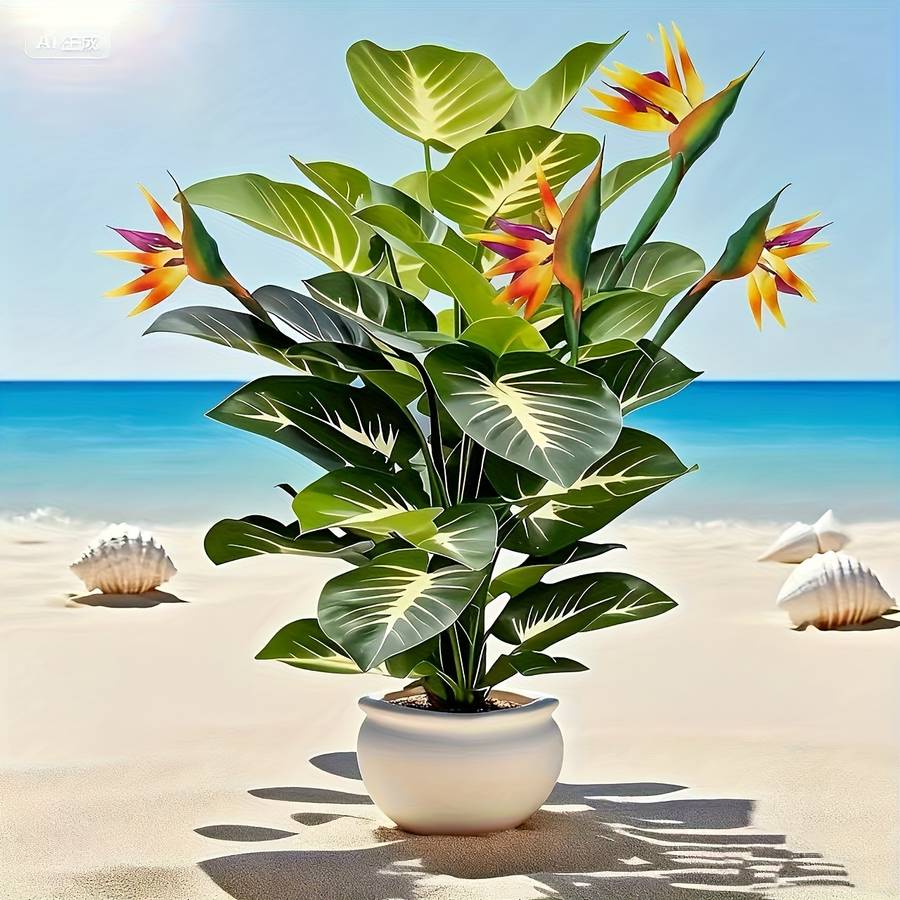Simulated Flower Quantity 1 Bird Of Paradise Plant  1 Evergreen Plant